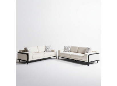 Beige Textil 3-Sitzer Sofa Set modernes elegantes Wohnzimmermöbel