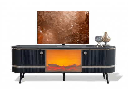 Lakonischer TV-Lowboard mit minimalistischer Ästhetik in elegantem Schwarz