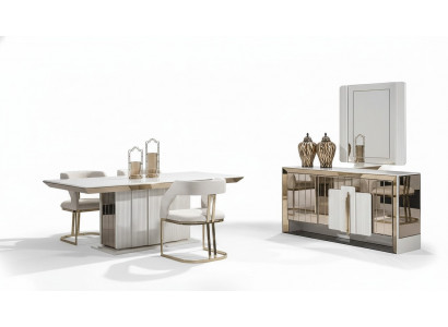 Modern Einrichtung Weiß Set Möbel Esstisch 4х Stühle Design Hochwertig Möbel