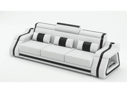3-Sitzer Sofa Weiß Schwarz Modern Wohnzimmer Couch Design Möbel Luxus