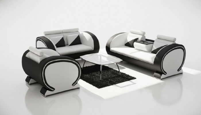Leren bank Bank met bargedeelte Designer zithoek Bank Bank 3-zits Relaxbank