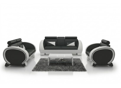 LEDERBANK LEDERBANK DESIGNBANK GARNITUUR 3+1 BANK BEKLEDING BANK SOFA
