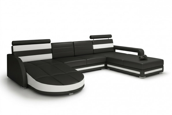 WOONLANDSCHAP SOFA SET ONTWERP HOEKBANK Bruin-Beige LEDEREN BANKSTEL XXL HOEKBANK