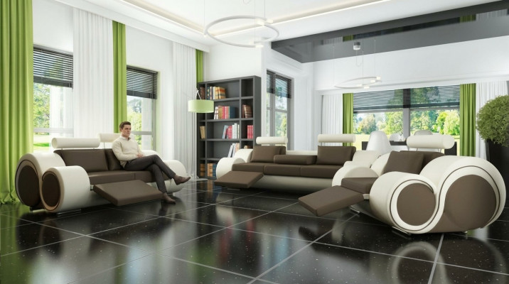 Bankbekleding 3+2 zits designerbank leren bank kleurkeuze bankstel zwart