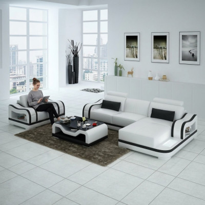 Leren bank Bank woonlandschap hoekbank + fauteuil hoekcombinatie Modern G8030E