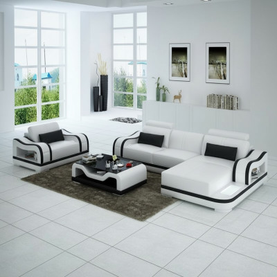 Leren bank Bank woonlandschap hoekbank + fauteuil hoekcombinatie Modern G8030E
