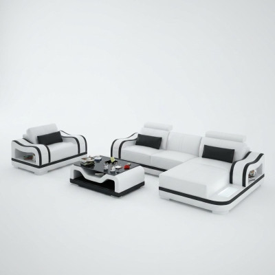 Leren bank Bank woonlandschap hoekbank + fauteuil hoekcombinatie Modern G8030E