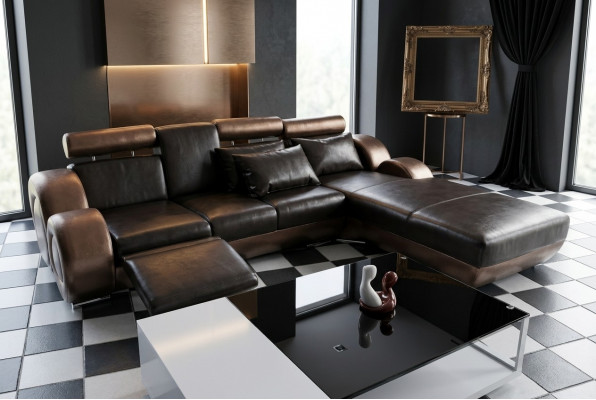 Elegante designer hoekbank Berlin II leren bankhoekbank bank bank