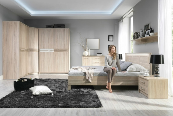 Compleet bed kledingkast slaapkamer set kast bed commode - Cremona 3