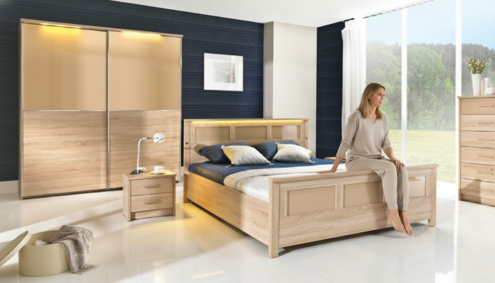 Slaapkamer houten meubelset compleet bed kast commode nachtkastje Cremona2