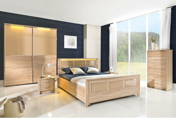 Slaapkamer houten meubelset compleet bed kast commode nachtkastje Cremona2