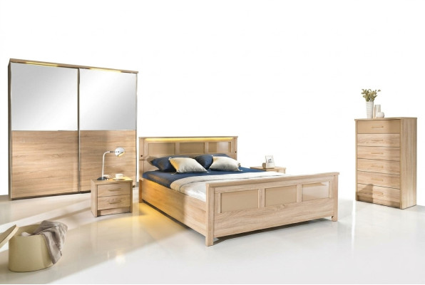 Slaapkamer houten meubelset compleet bed kast commode nachtkastje Cremona2