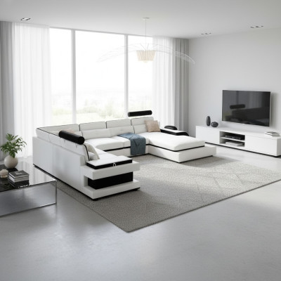 Leren bank Bank Woonlandschap Hoekbank Hoek set Decor Ontwerp Modern