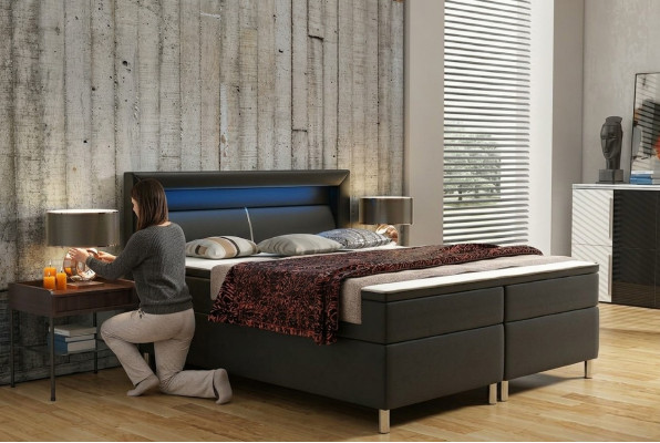 Boxspringbed Box Hotel Bed met Visco & Matras Lederen bed Bedden Tweepersoonsbed