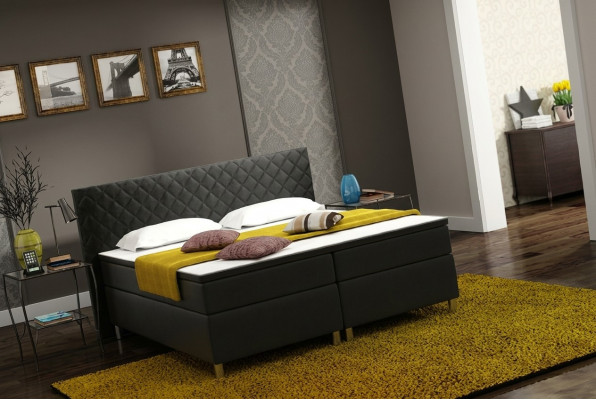 Boxspringbed Box Hotel Bed met Visco & Matras Lederen Bed Bedden Tweepersoonsbed K3