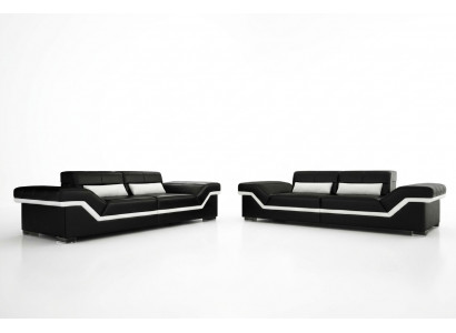 LEDEREN BANK GROTE BANK 3+3 DESIGNBANK BEKLEED LEDEREN SET BANKSTEL NIEUW
