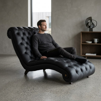 Chesterfield Luik Chaise Longues Bank Sofa Lederen Bank Vintage Kristallen NIEUW