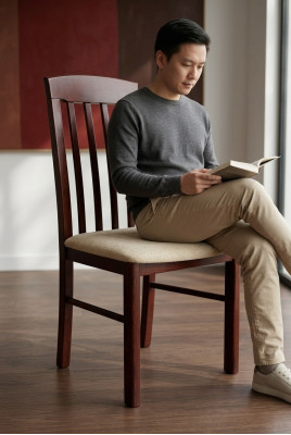 Massief houten eetkamerstoel Ontwerper leren stoel Stoelen Eetkamerstoelen K05