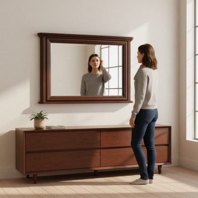 Klassieke designer echte houten lijst XXL spiegel 107x71 spiegel - Model W-L2