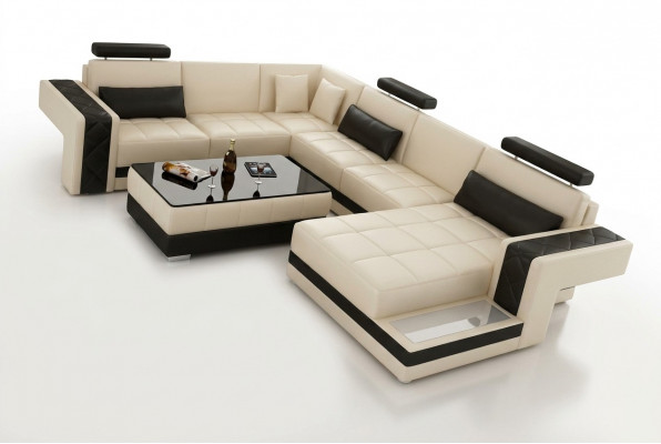 Moderne leren bank bank woonlandschap hoekbank hoekstel decor ontwerp