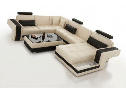 Moderne leren bank bank woonlandschap hoekbank hoekstel decor ontwerp