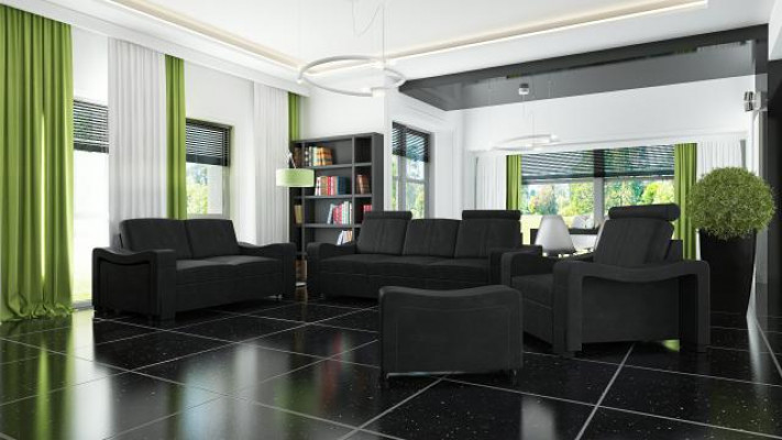 Sofa-set Textiel bekledde bank Bankstel Stoffenbank 3+2+1 woonlandschap