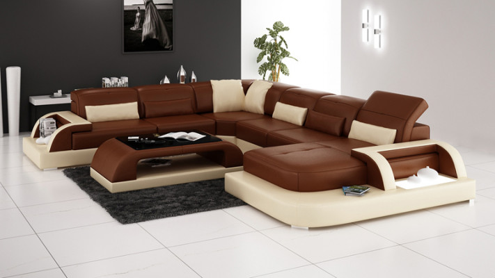 Leren bankbank woonlandschap hoekbank hoekstel designte modern nieuw bankstel L6012