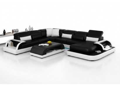Leren bankbank woonlandschap hoekbank hoekstel designte modern nieuw bankstel L6012
