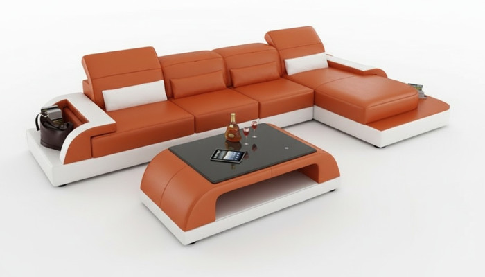 Leren bank Bank Woongedeelte Hoekbank Hoekbankstel Modern ontwerp Modern Bankstel L6012C