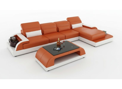 Leren bank Bank Woongedeelte Hoekbank Hoekbankstel Modern ontwerp Modern Bankstel L6012C