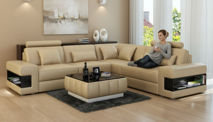 Leren bank Moderne bankstel Hoekbank Hoekdecoratie Set Design