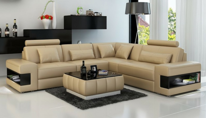 Leren bank Moderne bankstel Hoekbank Hoekdecoratie Set Design