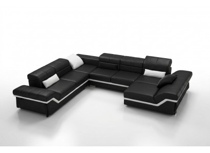 LEREN BANKSTEL XXL WOONLANDSCHAP HOEKBANK DESIGN BANK BANKSTEL SET HOEKCOUCH NIEUW