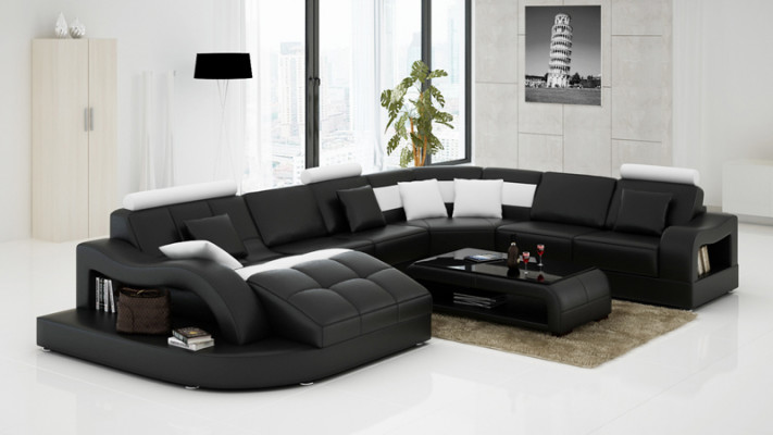 Leren bankstel bank woonlandschap hoekbank hoekstel design modern sofa L6015B