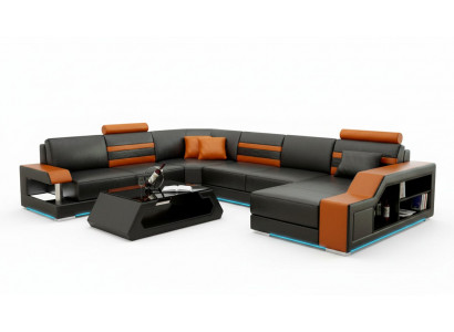 Lederen bank bank woonlandschap hoekbank hoekbank set design modern nieuw sofa L6016