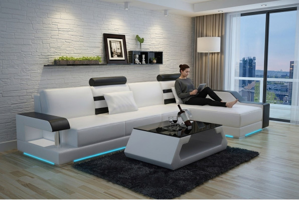 Leren bank Bank Woonlandschap Hoekbank Hoek Decor Ontwerp Modern Set