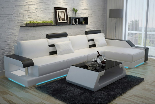 Leren bank Bank Woonlandschap Hoekbank Hoek Decor Ontwerp Modern Set