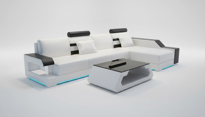 Leren bank Bank Woonlandschap Hoekbank Hoek Decor Ontwerp Modern Set