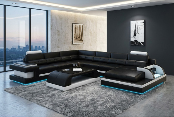 Leren bank bank woonlandschap hoekbank hoekbankstel design modern bankstel L6017