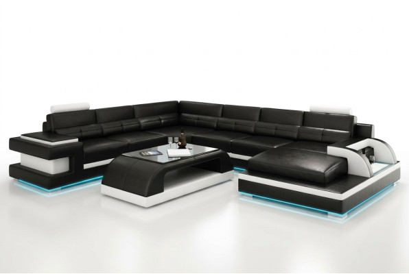 Leren bank bank woonlandschap hoekbank hoekbankstel design modern bankstel L6017