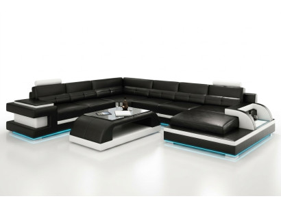 Leren bank bank woonlandschap hoekbank hoekbankstel design modern bankstel L6017