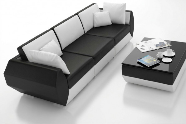 Leren bank Bank Woonlandschap 3+3 zits Couch Set Modern design