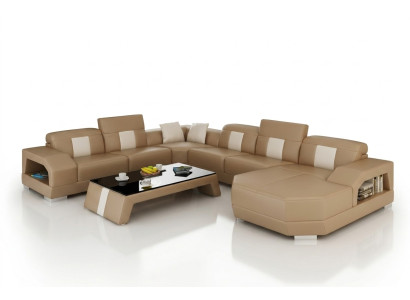 Leren bank woonlandschap hoekbank hoek bankstel ontwerp Modern Bank R7003 Nieuw