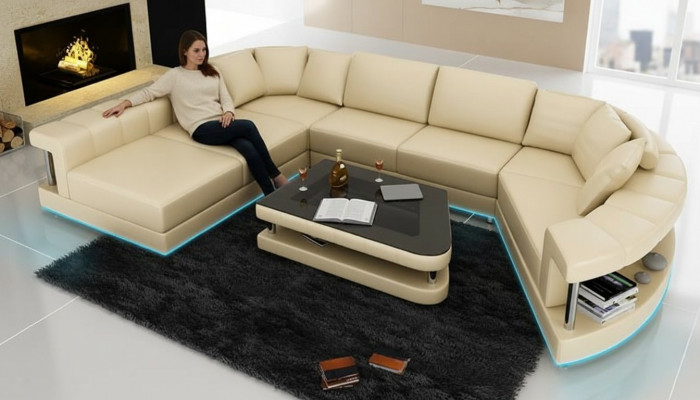 Bank Leren bank Bank Woongebied hoekbank Hoekmeubel Ontwerp Modern