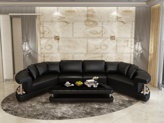 Leren bankstel hoekbank hoekbankhoekbank hoekset ronde designbank nieuw R7007E