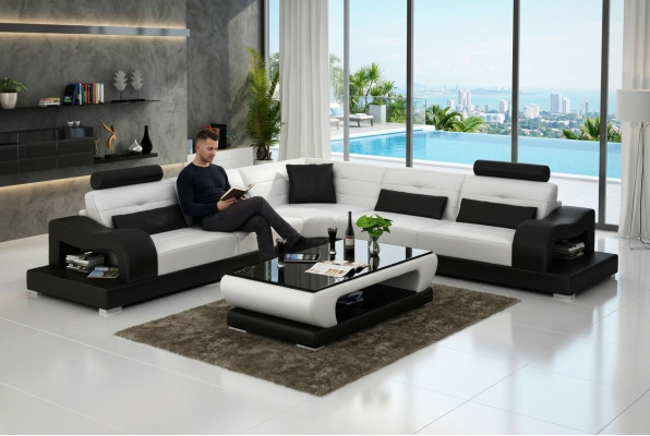 Leren bank bank woonlandschap decor hoek hoekbank modern meubilair ontwerp