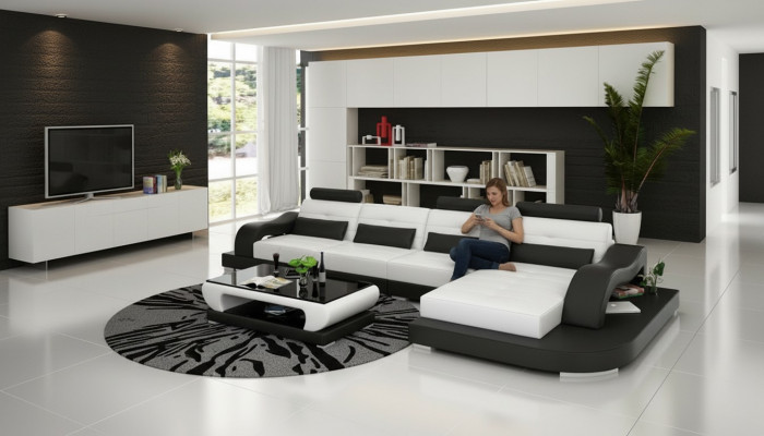 Bank Leren bank Bank Woonlandschap Hoekbank Hoekstel Modern Ontwerp