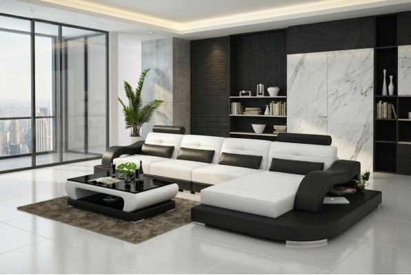 Bank Leren bank Bank Woonlandschap Hoekbank Hoekstel Modern Ontwerp