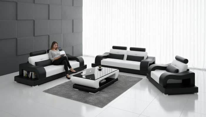 Leren bank Bank Bankstel Woonlandschap 3+2+1 zitsbank Stel Modern Ontwerp G8005D