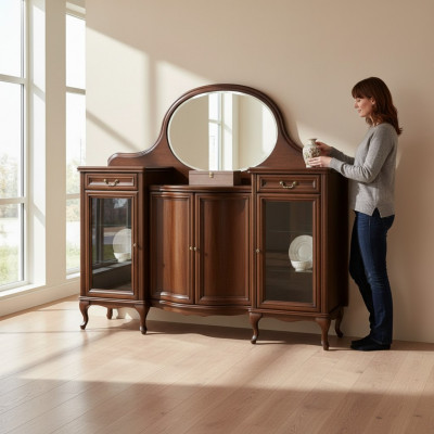 Klassieke antieke houten staande spiegel Standaard Spiegel Model W-NL-Kr Opzetspiegel